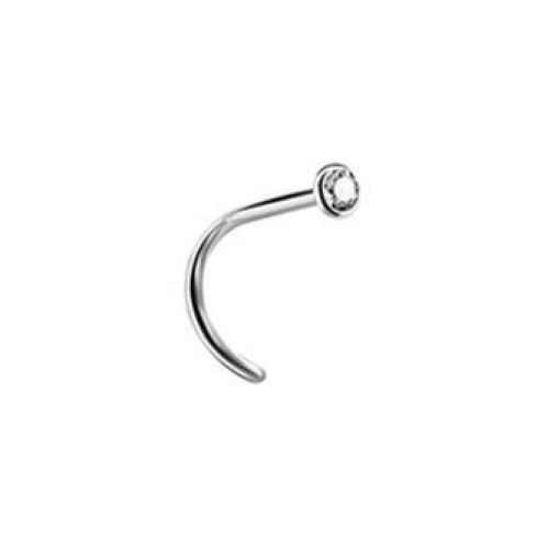 Surgical Steel Pigtail Nose Stud - Crystal - 2.35mm